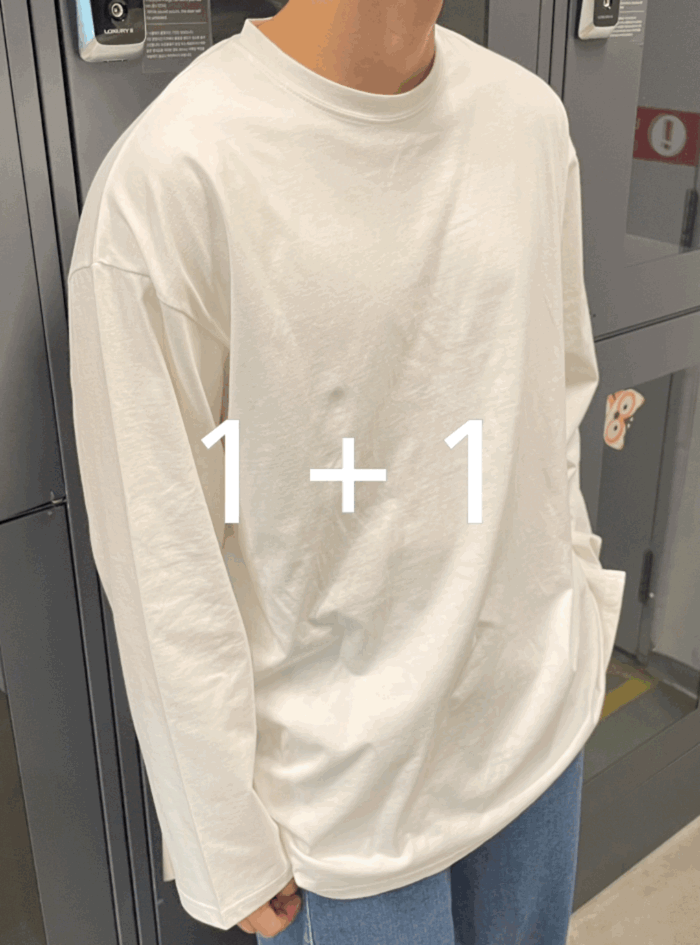 [1+1][매일매일시리즈] 박스 오버핏 트임 티셔츠 4color